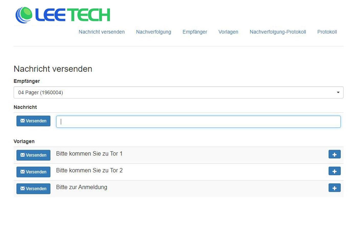 Softwareansicht: Nachrichtversenden
