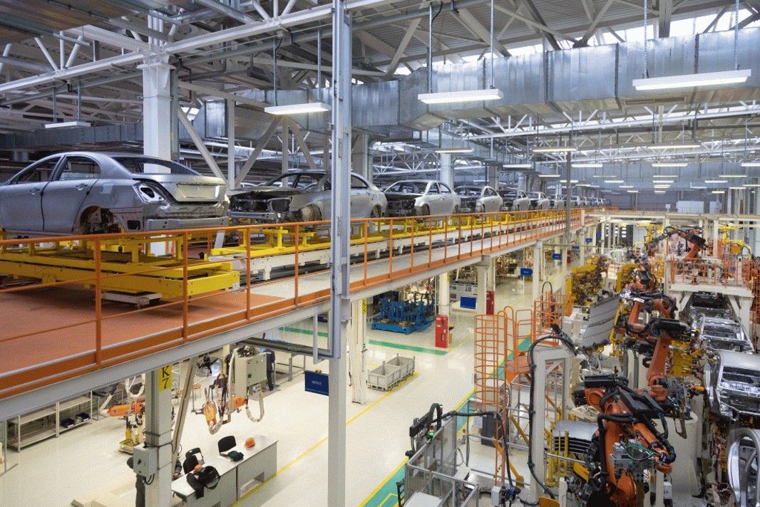 Automated production line with PLC control in the automotive industry