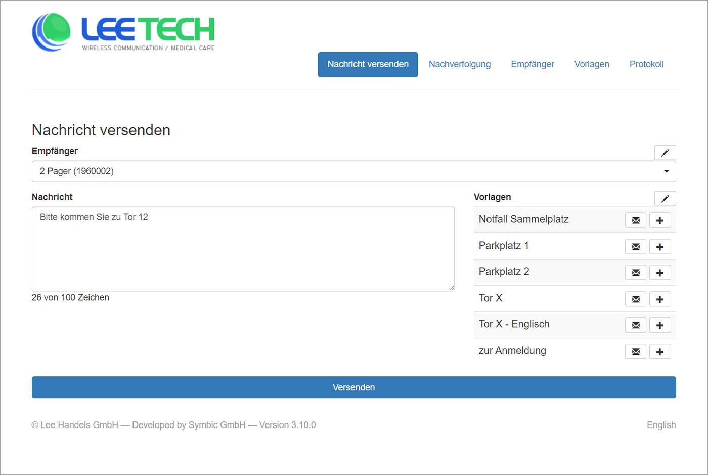 Ansicht der Easy-Call Software