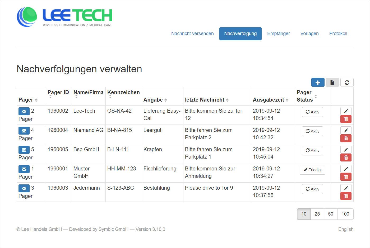 Ansicht der Easy-Call Software